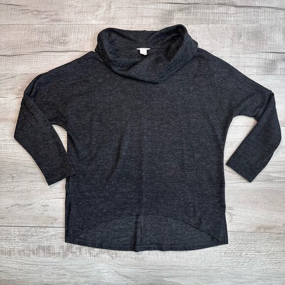 Caslon Gray Heathered Cowl Neck Knit Sweater Womens Small Pullover Lightweight - Picture 1 of 5